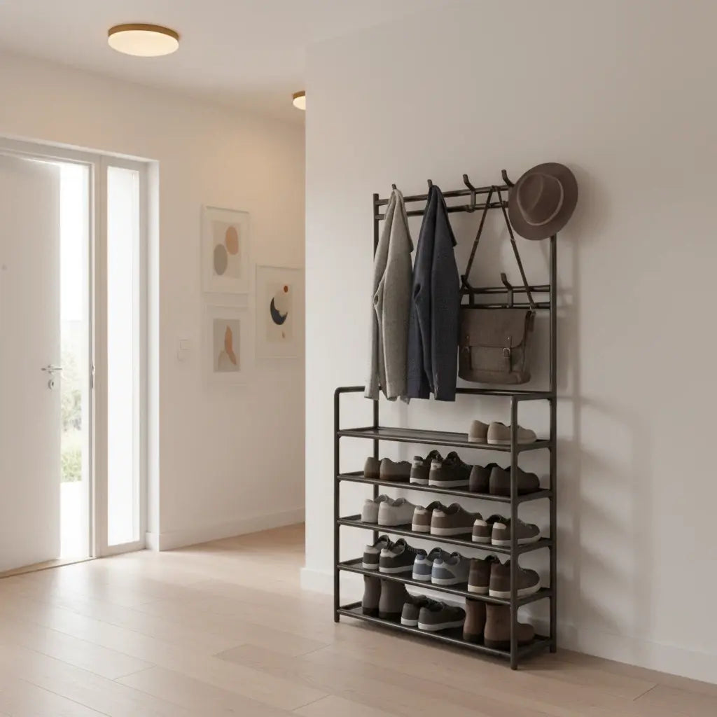 Versatile 3-in-1 Entryway Organizer Rack