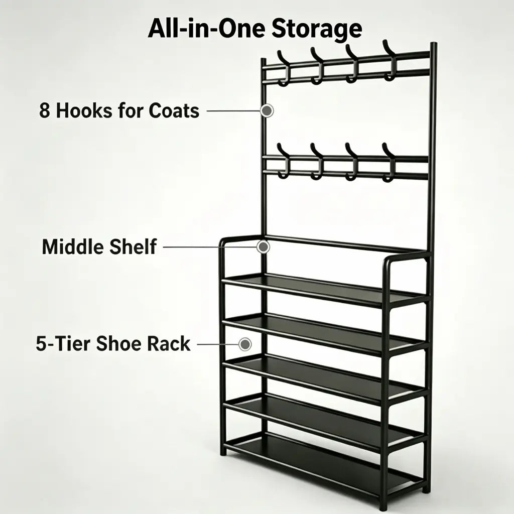 Versatile 3-in-1 Entryway Organizer Rack
