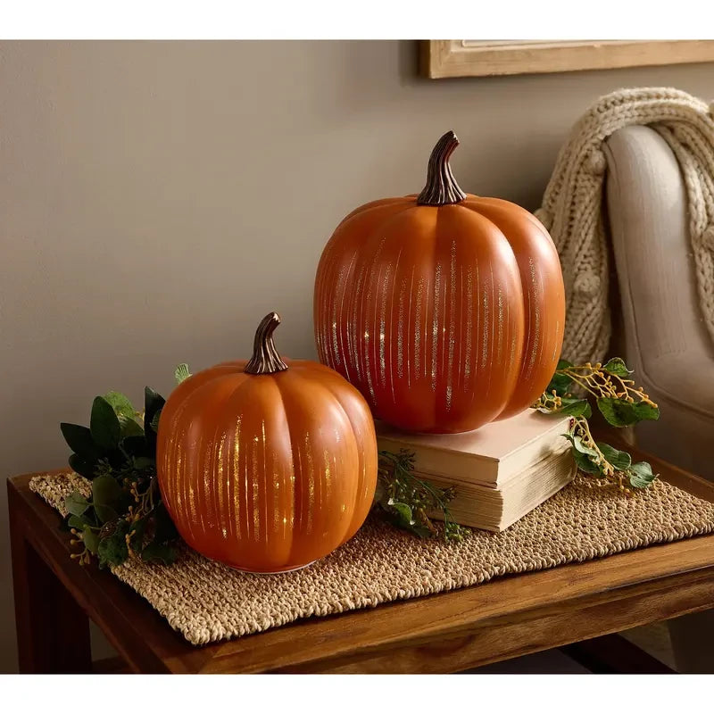 Illuminated Glass Pumpkin Set