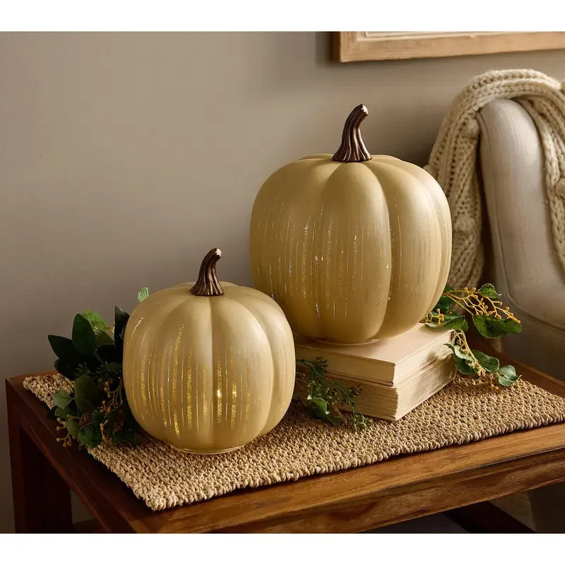 Illuminated Glass Pumpkin Set