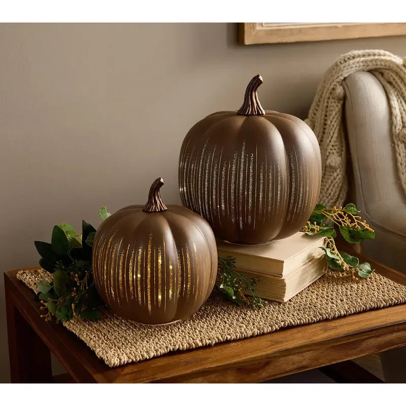 Illuminated Glass Pumpkin Set