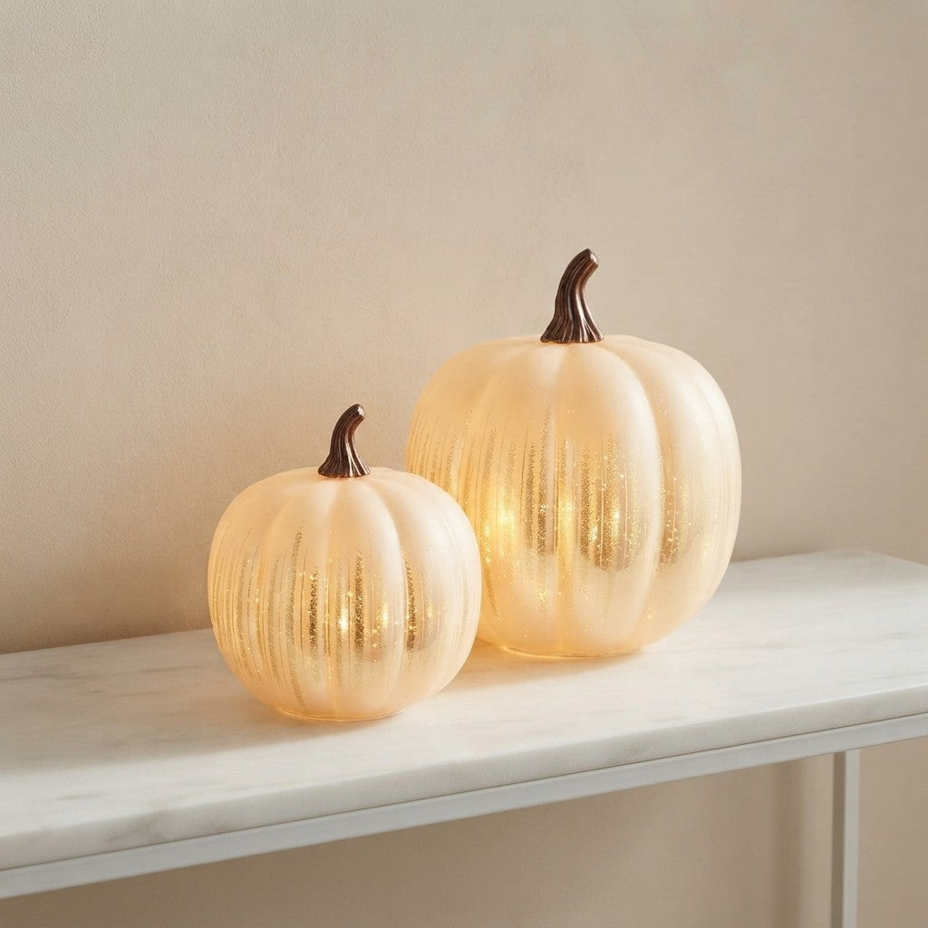 Illuminated Glass Pumpkin Set