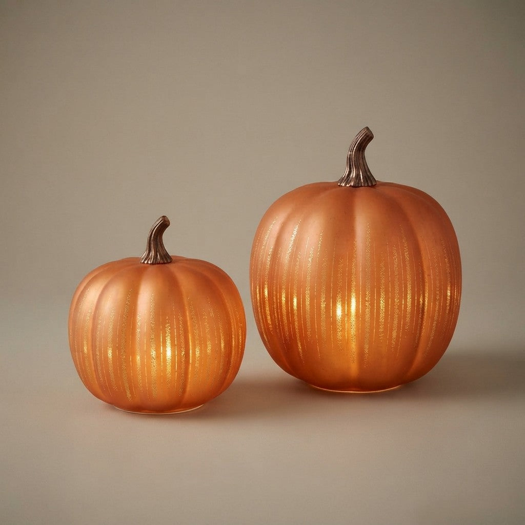 Illuminated Glass Pumpkin Set