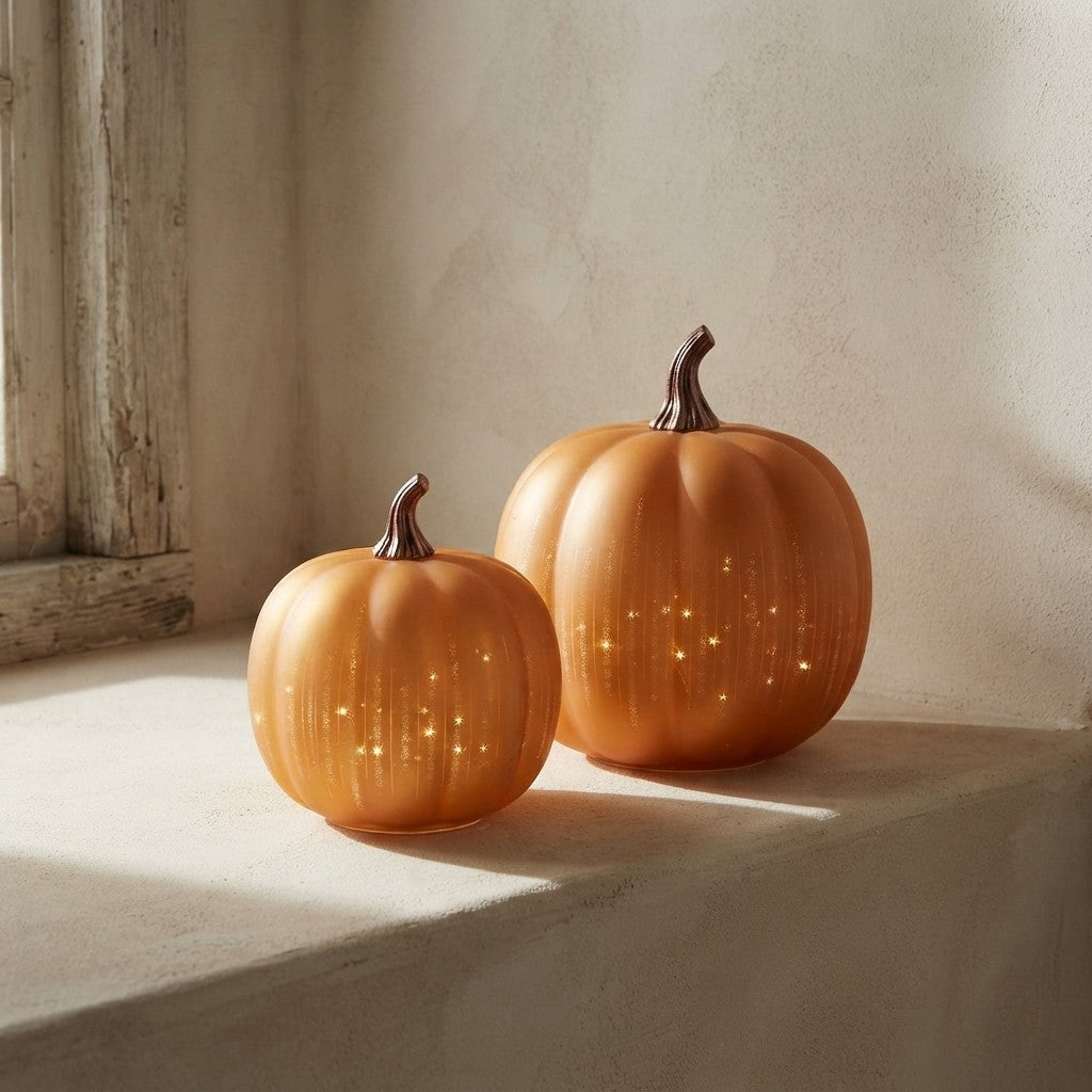 Illuminated Glass Pumpkin Set