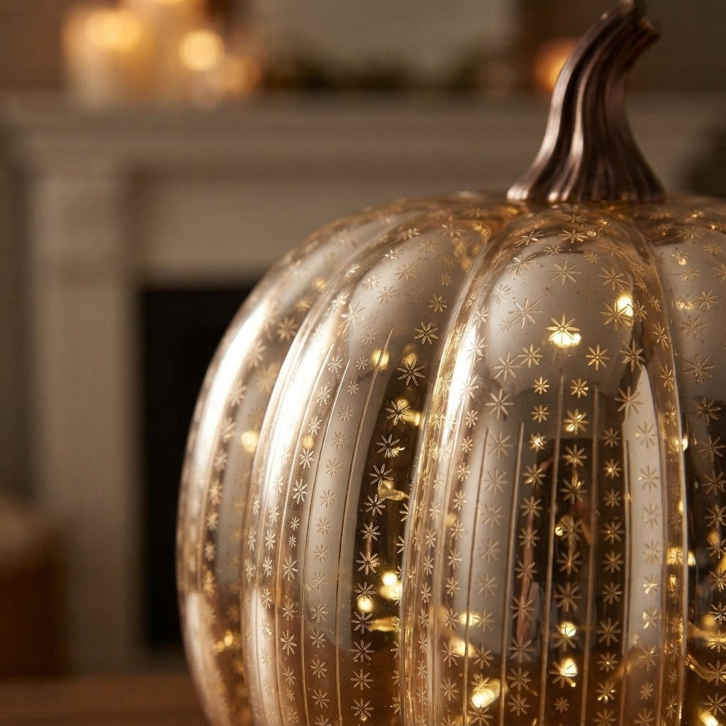 Illuminated Glass Pumpkin Set