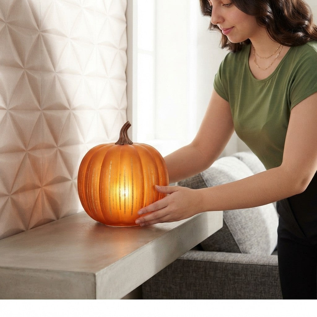 Illuminated Glass Pumpkin Set